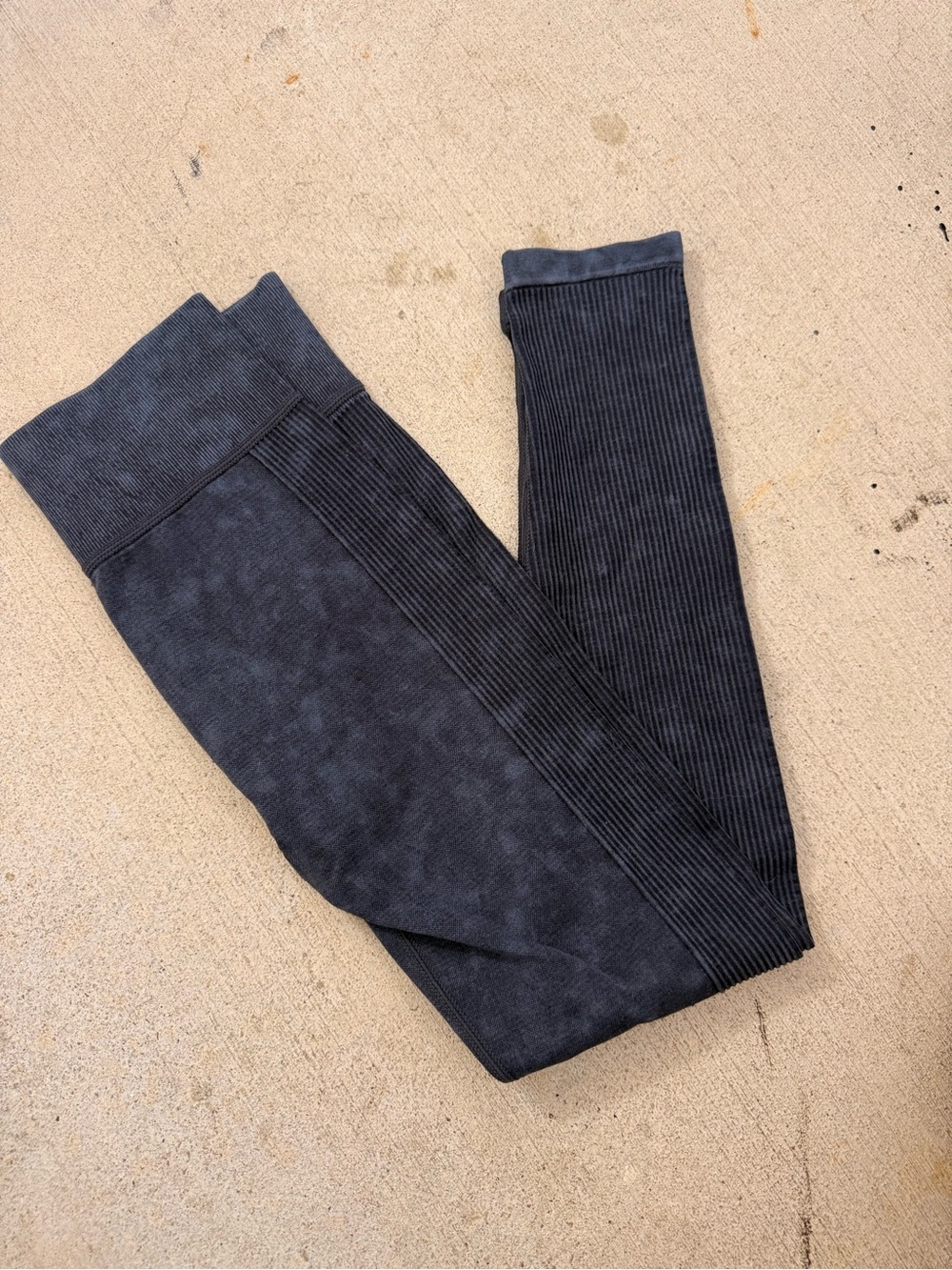 High Waist Blue Acid Washed Leggings